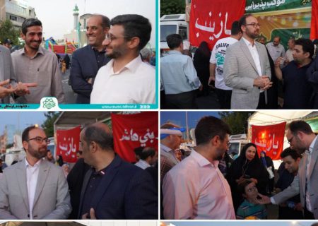 بازدید دکتر احمدی صدر از موکب سازمان خدمات و مشارکت‌های اجتماعی در جشن ۱۰ کیلومتری غدیر